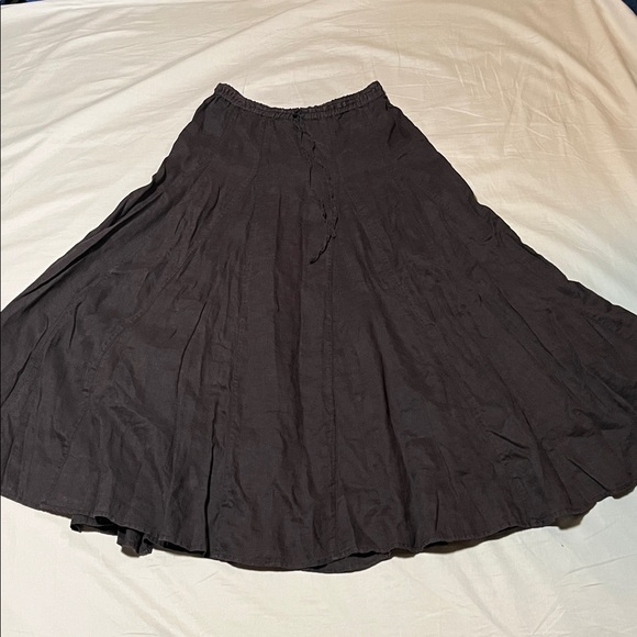 Ann Taylor 100% Linen Brown Drawstring Maxi Skirt Sz S - Picture 1 of 6